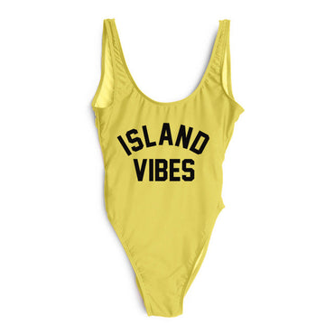 Island Vibes Letter Print Swimsuit Hot Deal Warehouse