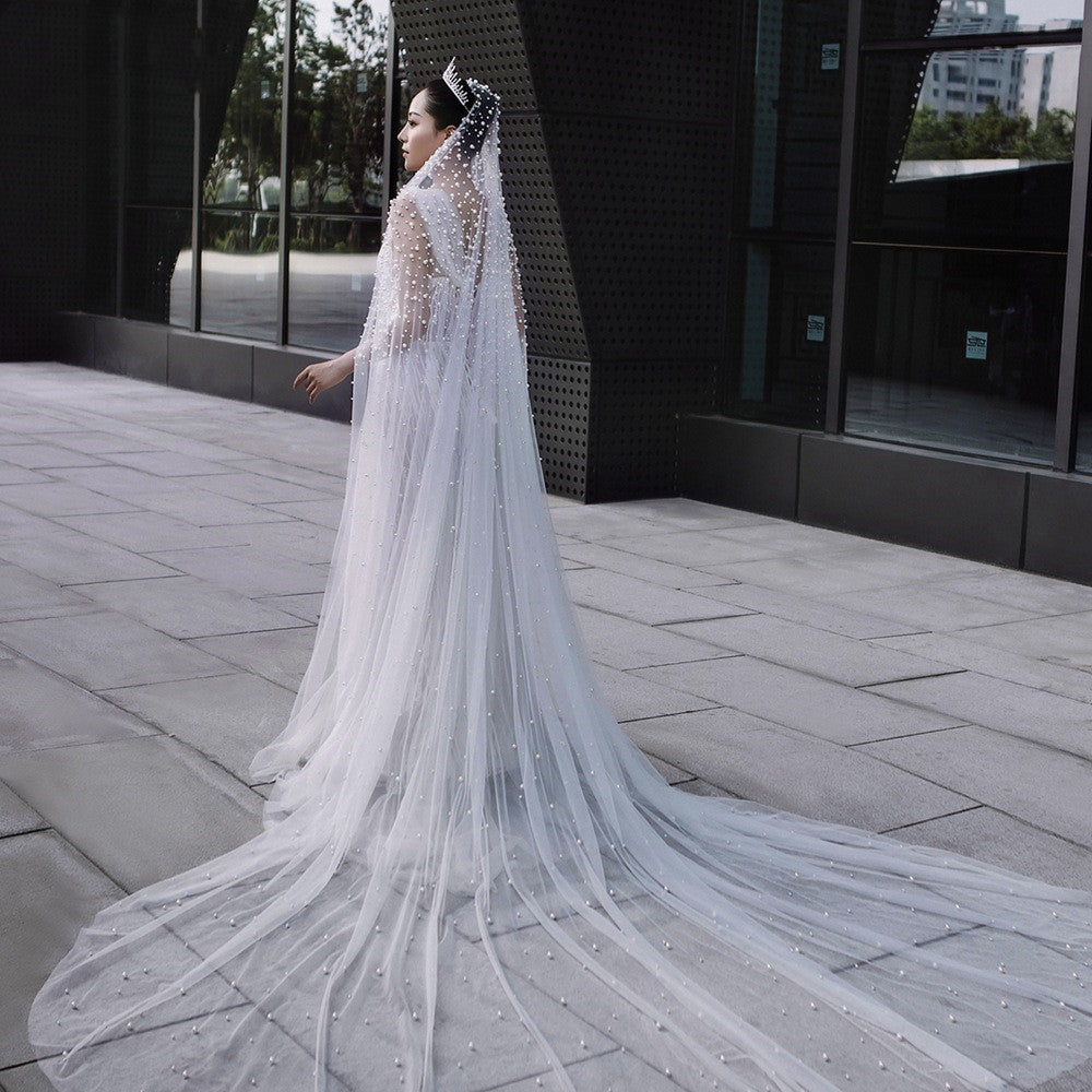 “Dream Come True Bridal Pearl Veil – elegant wedding veil adorned with pearls, designed to add a touch of romance and sophistication to your special day – Hot Deal Warehouse bridal”

