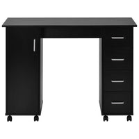 Home office computer desk with a spacious work surface and built-in drawers for storage. Features a modern design with sturdy construction, offering ample space for a computer, office supplies, and personal items, perfect for creating an organized and productive workspace