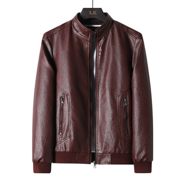 Plus Size Men's Simplicity Leather Coat – Black PU leather jacket with a sleek zipper closure, offering comfort and style for all body types.








