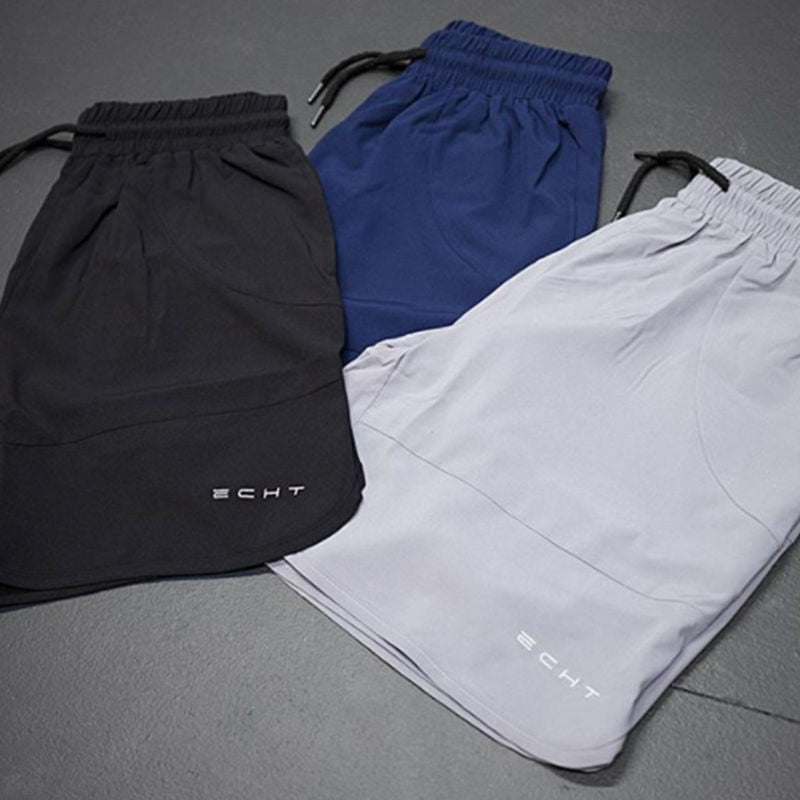 Men’s summer running shorts made from lightweight, breathable fabric, featuring an elastic waistband and moisture-wicking technology for comfort during workouts