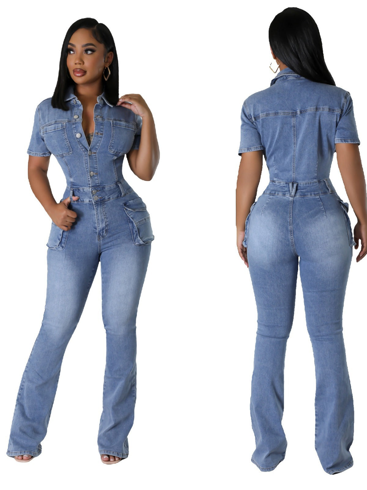 “Flaunted Denim Jumpsuit – stylish women’s denim jumpsuit with a flattering fit, perfect for casual and trendy looks – Hot Deal Warehouse fashion”
