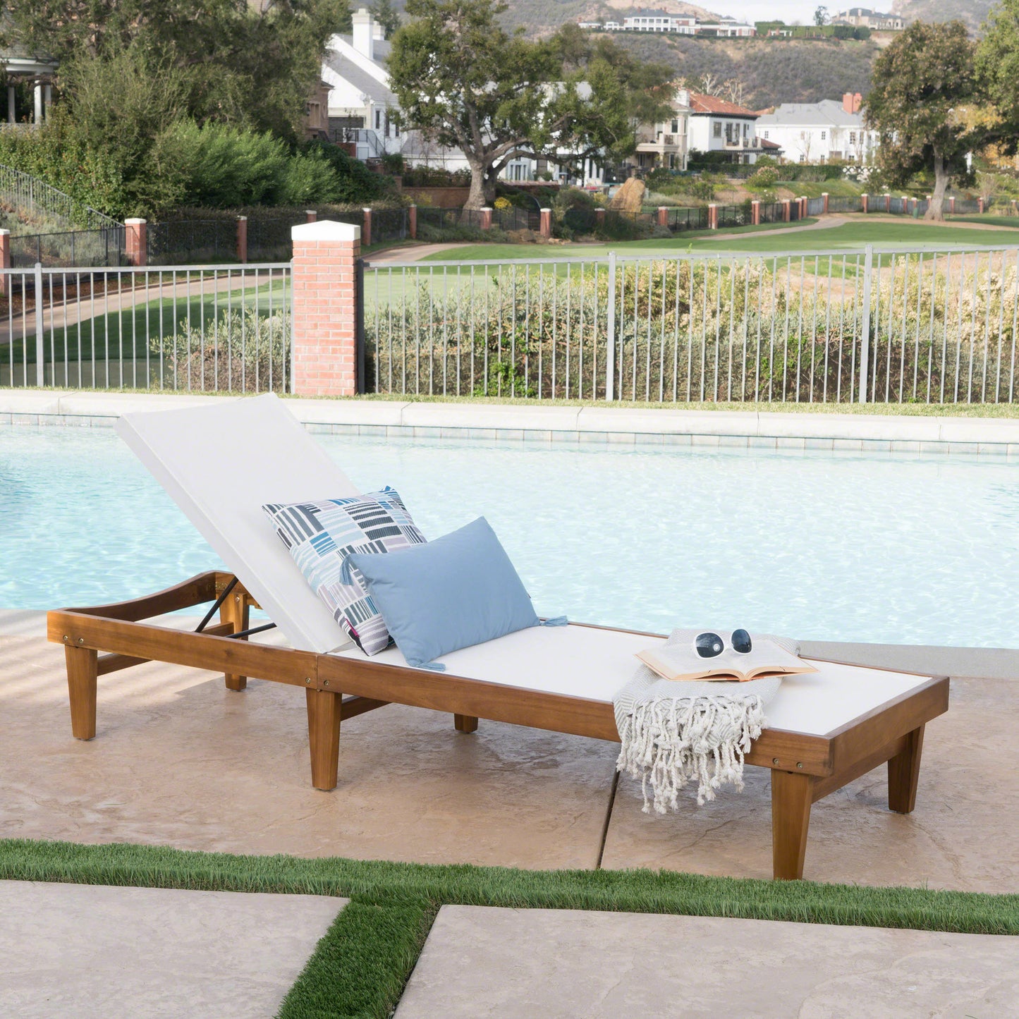 Modern white mesh chaise lounge with adjustable backrest

