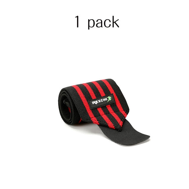 "REXCHI gym fitness wrist wraps, designed for added wrist support during weightlifting and strength training, featuring durable fabric and adjustable straps."