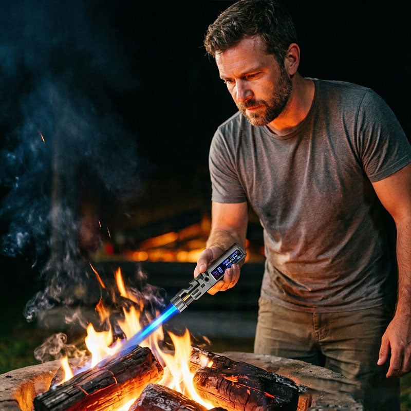 Windproof High‑Temperature High‑Power Outdoor Torch Lighter with LED Digital Display, Metal Body & Bottle Opener Hot Deal Warehouse