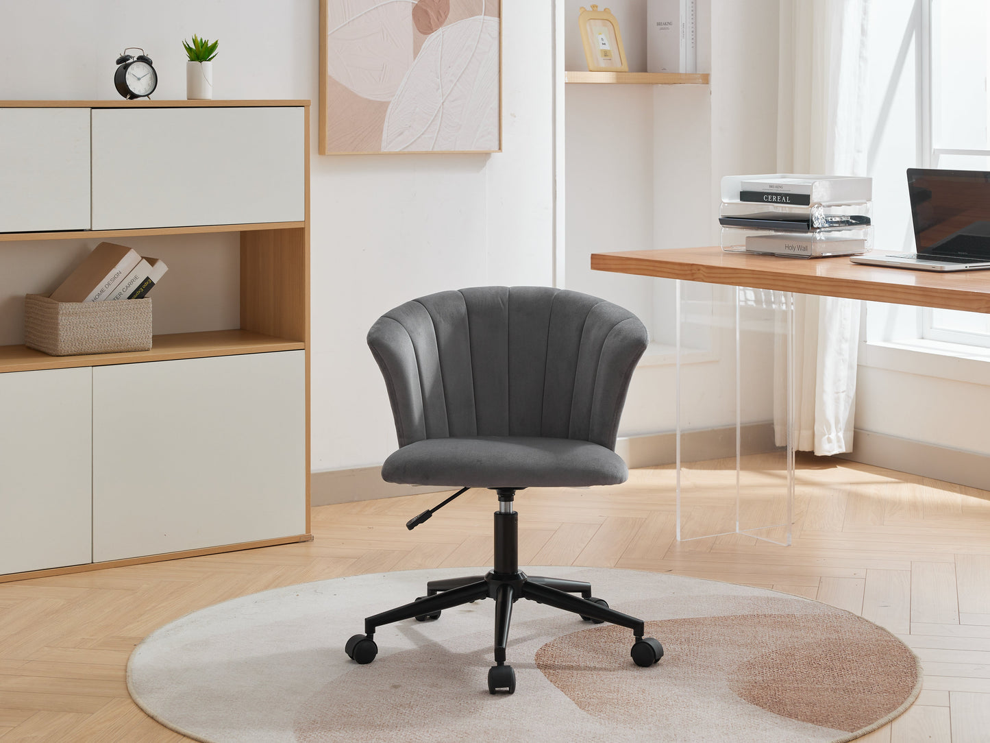 Velvet Swivel Flower Shaped Home Office Chair Hot Deal Warehouse
