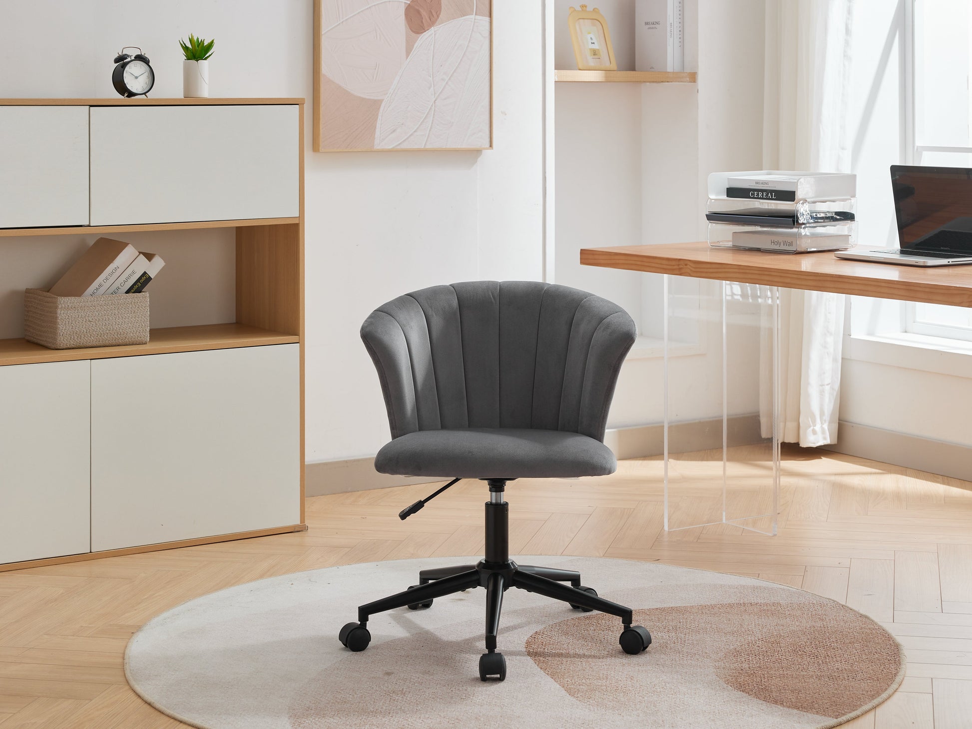 Velvet Swivel Flower Shaped Home Office Chair Hot Deal Warehouse
