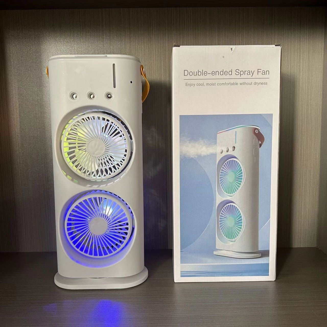 “Double Head Spray Fan – portable cooling fan with dual spray heads for refreshing mist and airflow, ideal for hot days and outdoor activities – Hot Deal Warehouse electronics”
