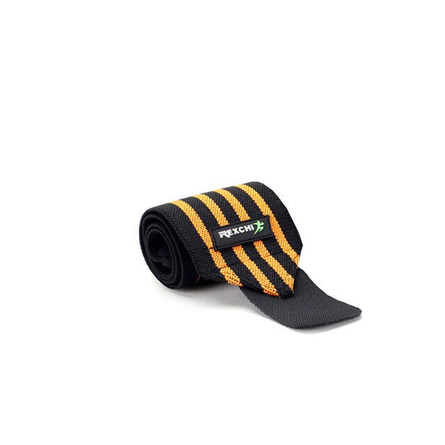 "REXCHI gym fitness wrist wraps, designed for added wrist support during weightlifting and strength training, featuring durable fabric and adjustable straps."