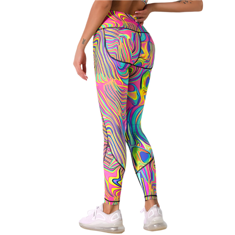 colorful printed high-waisted fitness leggings for women