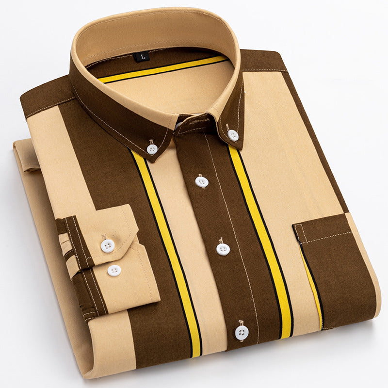 Men's Casual Long Sleeve Wide Striped Shirt with bold stripes for a comfortable and stylish fit.








