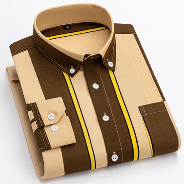 Men's Casual Long Sleeve Wide Striped Shirt with bold stripes for a comfortable and stylish fit.








