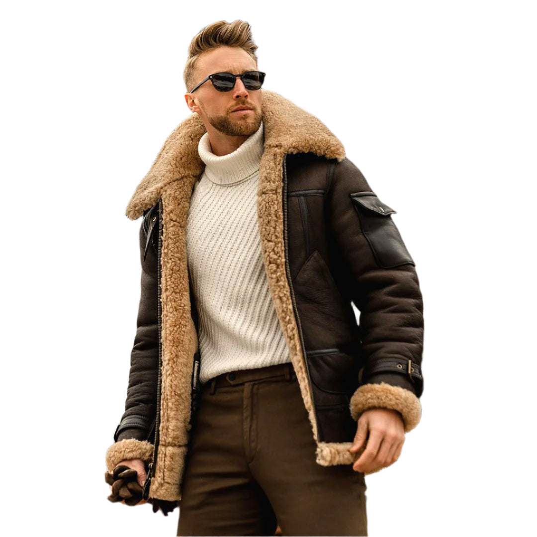 Men’s Military Tactical Winter Jacket with Fleece Lining and Fur Collar

