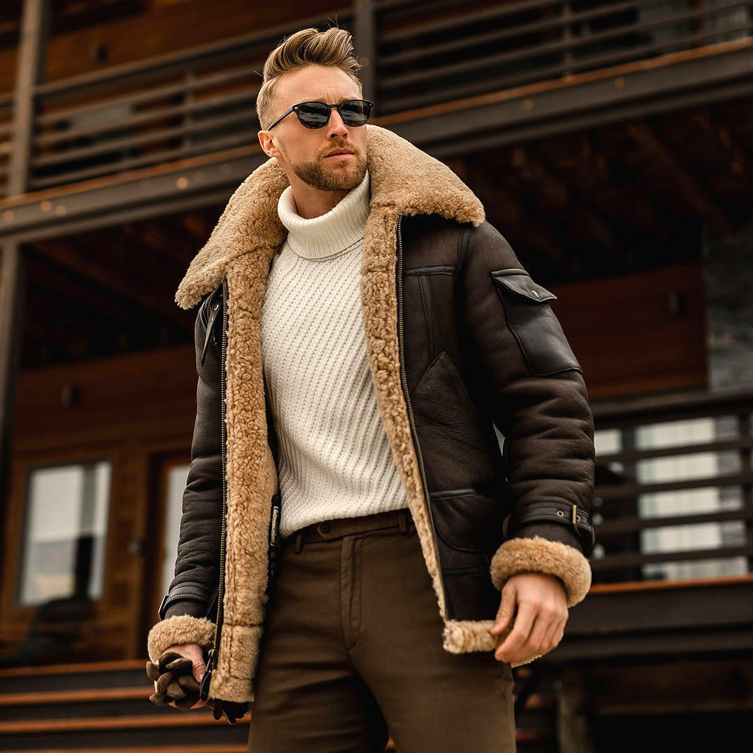 Men’s Military Tactical Winter Jacket with Fleece Lining and Fur Collar

