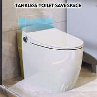 Modern intelligent toilet with heated seat and foot sensor in white