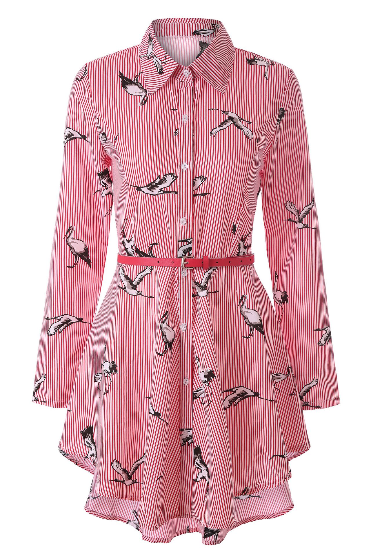 Elegant long sleeve striped shirt dress for women – perfect for casual, office, and evening wear.

