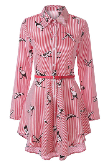 Elegant long sleeve striped shirt dress for women – perfect for casual, office, and evening wear.

