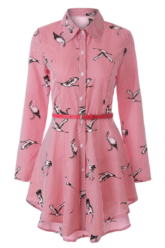 Elegant long sleeve striped shirt dress for women – perfect for casual, office, and evening wear.

