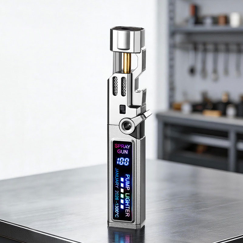 Windproof High‑Temperature High‑Power Outdoor Torch Lighter with LED Digital Display, Metal Body & Bottle Opener Hot Deal Warehouse
