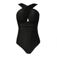 Tequila Shots cross halter swimsuit featuring a trendy and bold design with a flattering cross-back halter top. Made from high-quality, stretchy fabric for comfort and style, perfect for beach days, pool parties, and sunny vacations.