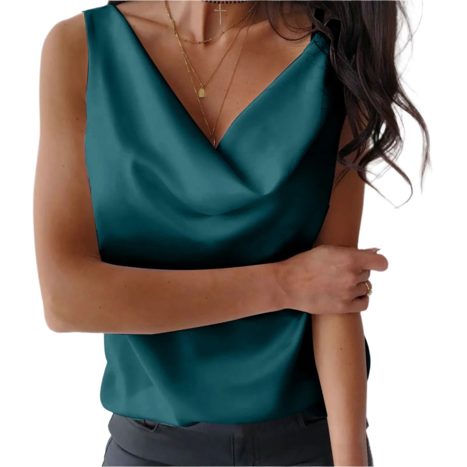“Beverley Cowl Top – women’s elegant cowl neck blouse with a flattering drape, perfect for work or casual outings – Hot Deal Warehouse fashion”

