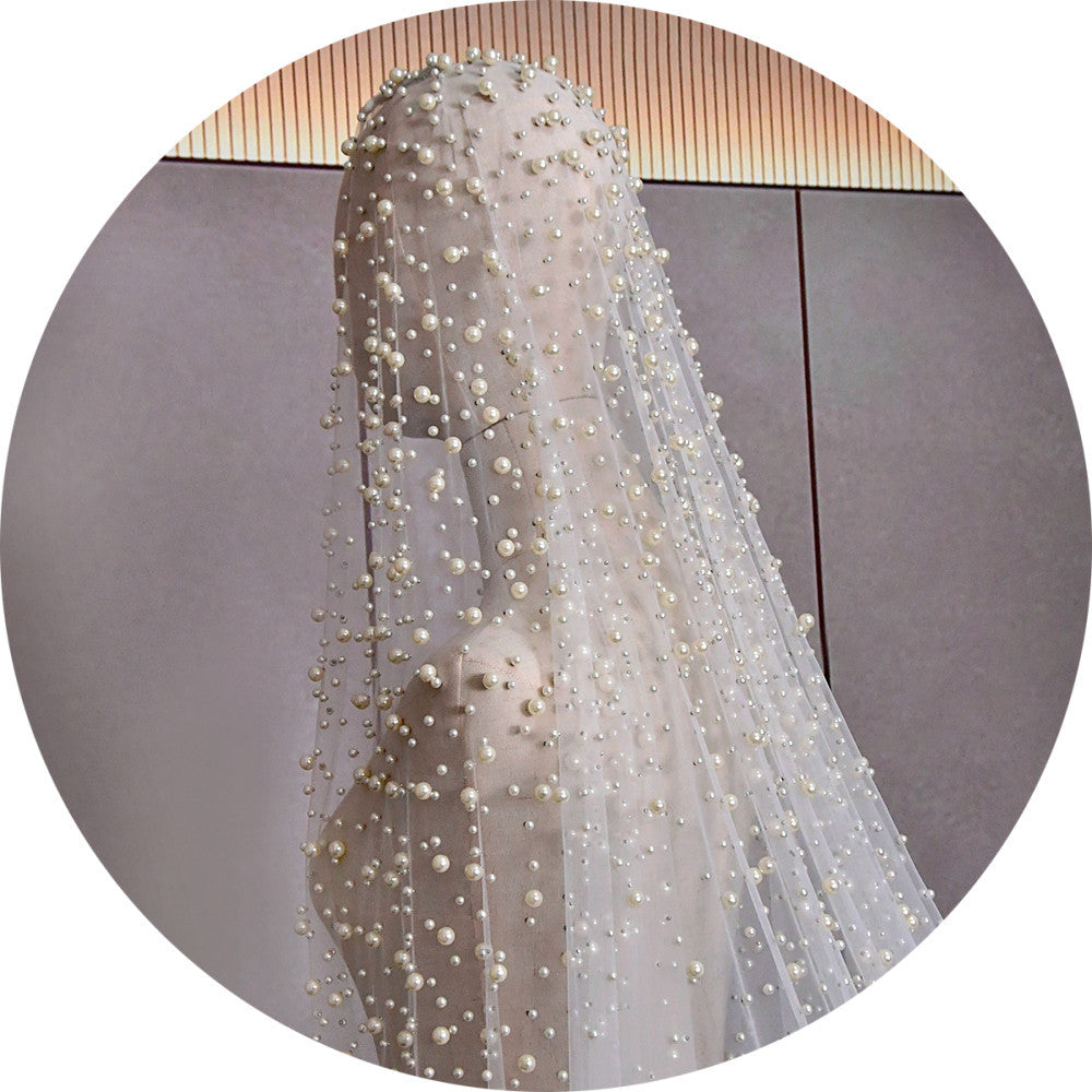 “Dream Come True Bridal Pearl Veil – elegant wedding veil adorned with pearls, designed to add a touch of romance and sophistication to your special day – Hot Deal Warehouse bridal”

