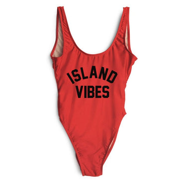 Island Vibes Letter Print Swimsuit Hot Deal Warehouse