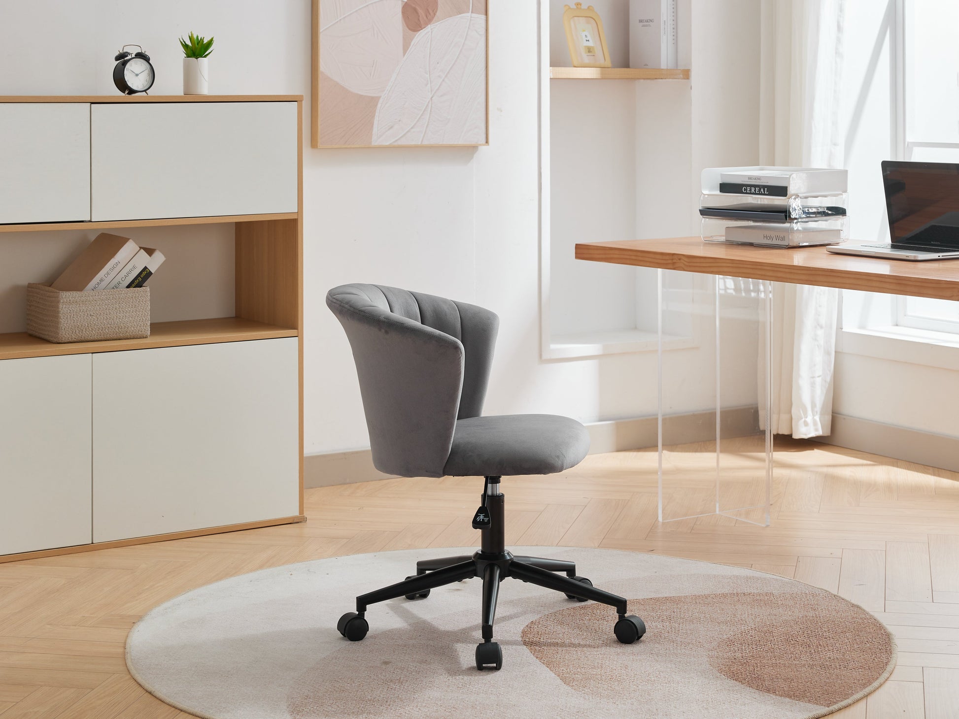 Velvet Swivel Flower Shaped Home Office Chair Hot Deal Warehouse