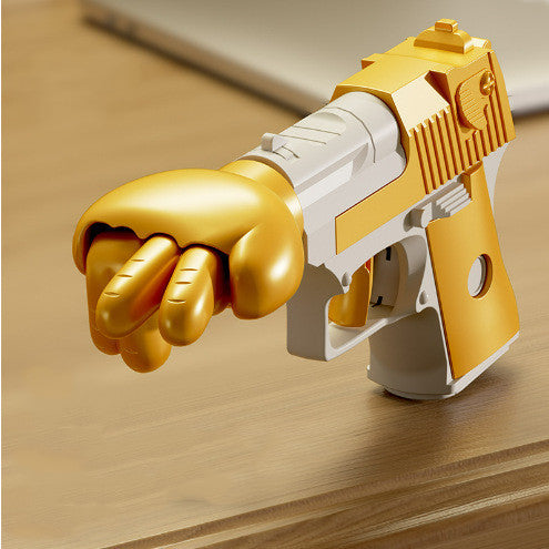 Punch gun table game toy for kids with interactive hand-triggered props and colorful design.

