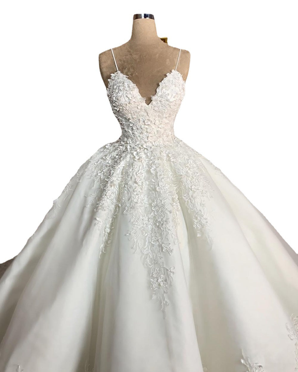 “Evermine Deep V Neck Lace Floor Length Wedding Dress – romantic bridal gown with deep V neckline and delicate lace, perfect for a memorable wedding day – Hot Deal Warehouse bridal”

