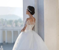 “Forever Yours Mesh Long Sleeve Embroidered Wedding Dress – romantic mesh bridal gown with embroidered details and long sleeves – Hot Deal Warehouse bridal”

