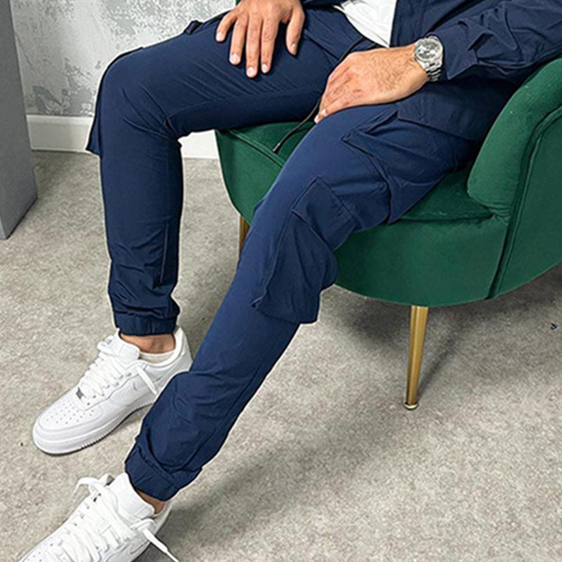 Men's stretch breathable ankle banded slacks offering a comfortable fit and modern style, perfect for casual or semi-formal occasions.