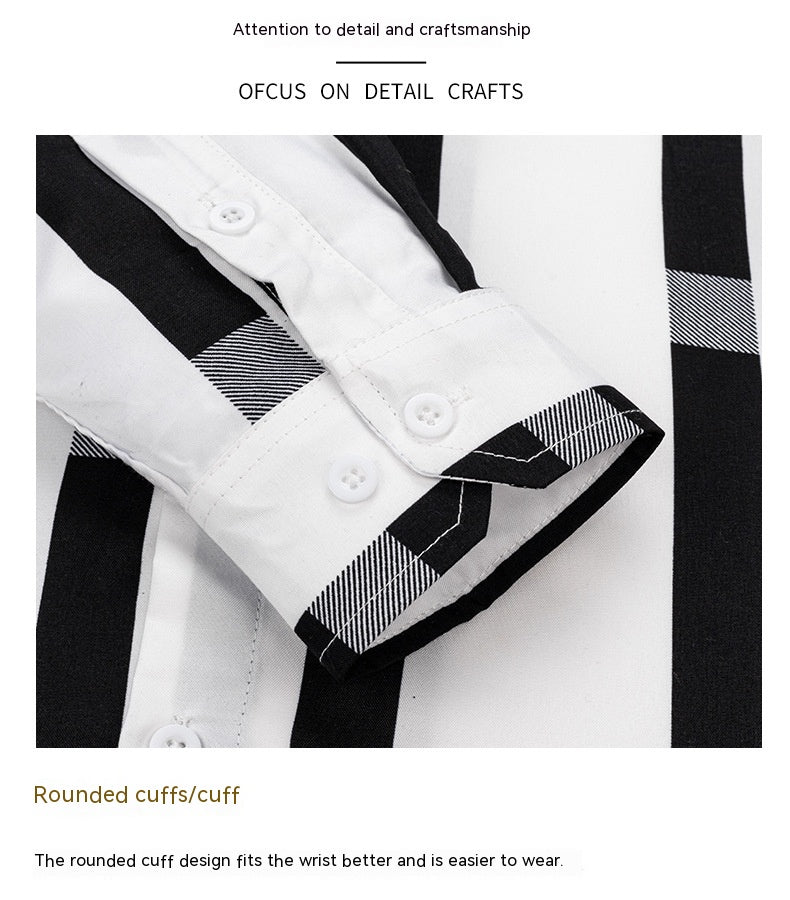 Men's Casual Long Sleeve Wide Striped Shirt with bold stripes for a comfortable and stylish fit.








