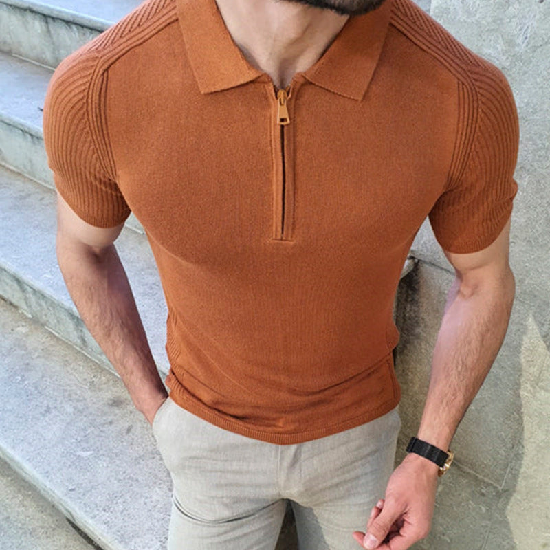 Men’s Slim-Fit Summer Knit Top – Lightweight, breathable, and stylish short-sleeve knit for warm-weather comfort.