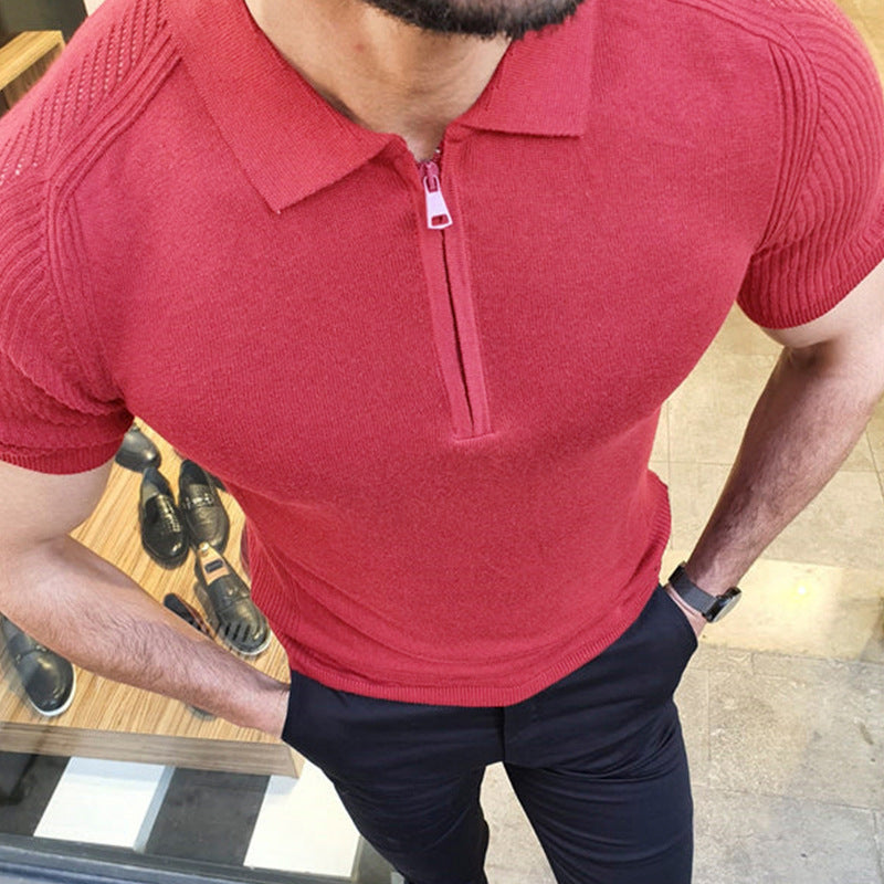 Men’s Slim-Fit Summer Knit Top – Lightweight, breathable, and stylish short-sleeve knit for warm-weather comfort.