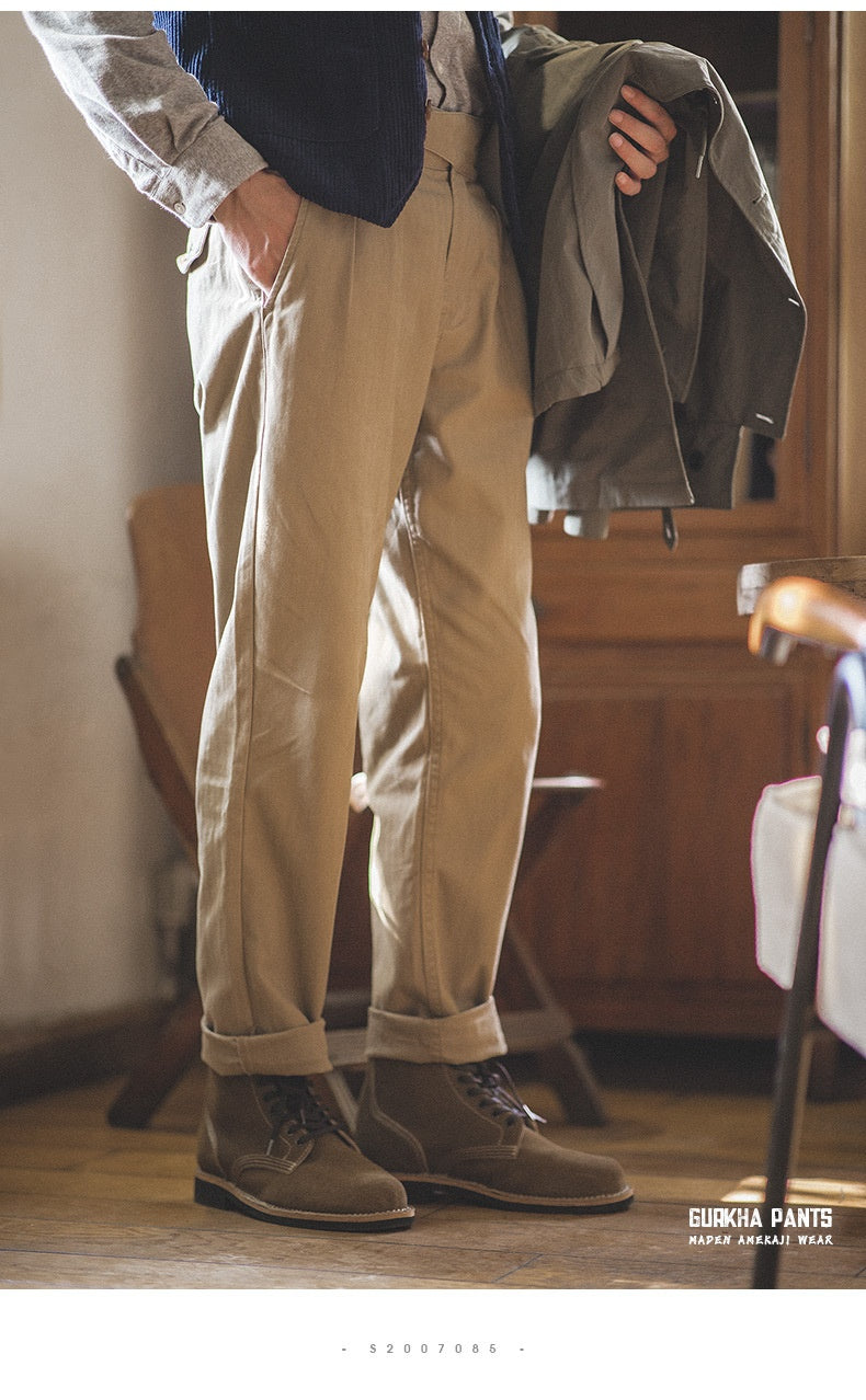 Men's retro high waist straight cargo pants with a vintage design, offering style and comfort for everyday wear.