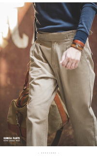 Men's retro high waist straight cargo pants with a vintage design, offering style and comfort for everyday wear.