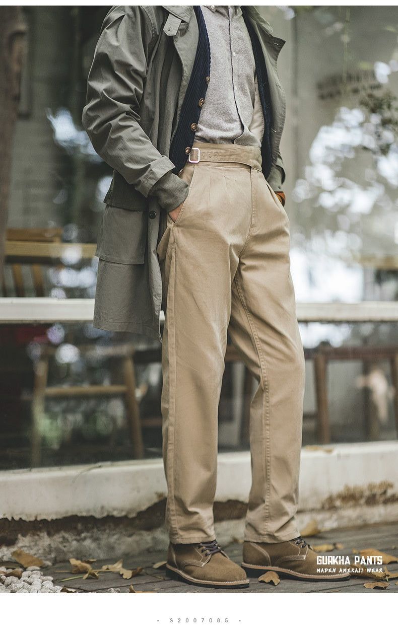 Men's retro high waist straight cargo pants with a vintage design, offering style and comfort for everyday wear.