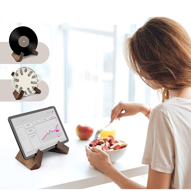Wooden tabletop menu and book stand used for restaurants, kitchens, or desktop reading.

