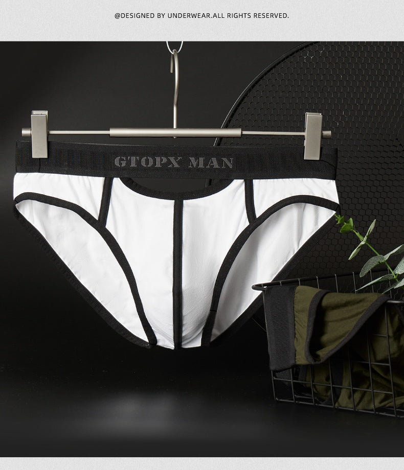 Men's low waist skylight briefs with front and rear opening – sexy and breathable underwear

