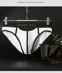 Men's low waist skylight briefs with front and rear opening – sexy and breathable underwear

