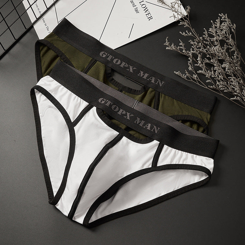 Men's low waist skylight briefs with front and rear opening – sexy and breathable underwear

