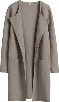 Women's Slim Fit Woolen Mid-Length Coat with Pockets and Lapel – Autumn & Winter Fashion

