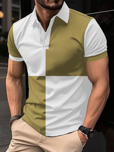 “Casual sports short sleeve color stitching turnover neck polo shirt – men’s modern polo with contrast panels, perfect for active lifestyles and everyday comfort – Hot Deal Warehouse menswear”









