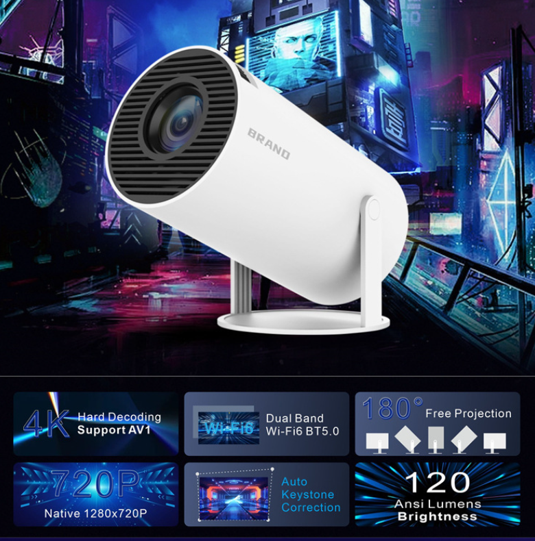 HY300/P30 4K Android 11 game console and HD projector, featuring 4K resolution for high-quality visuals, built-in Android 11 operating system, and compatibility with various gaming and streaming apps. Perfect for home entertainment, combining gaming and projection in one device for a versatile multimedia experience