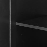 Black MDF tall bathroom storage cabinet with two doors and drawers