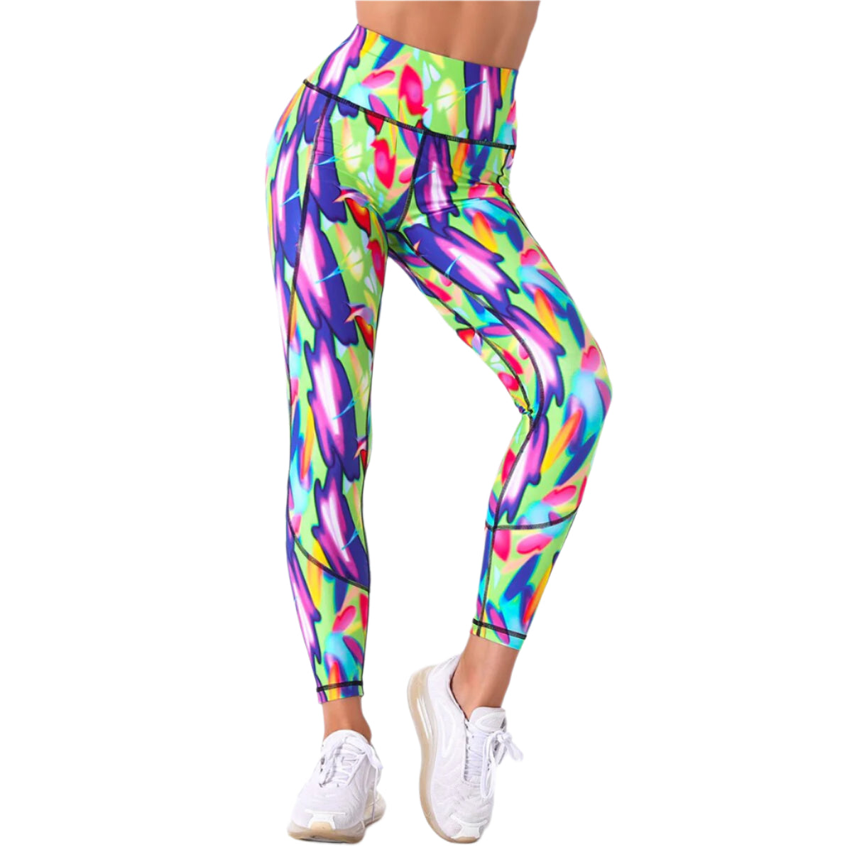 colorful printed high-waisted fitness leggings for women