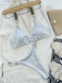  Sunlit Sands bikini featuring a bright and elegant design with a flattering fit. Made from high-quality, stretchy fabric for comfort and style, perfect for beach days, poolside relaxation, and enjoying sunny vacations.