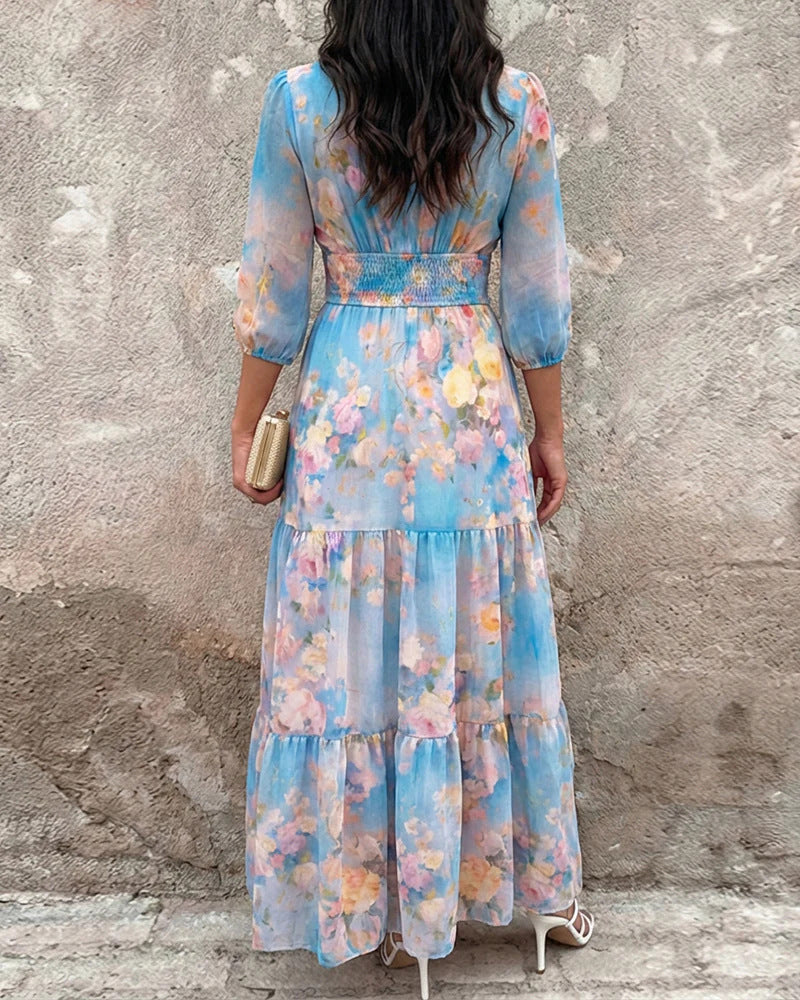 Elegant Bloom Layered Ruffled Dress Hot Deal Warehouse