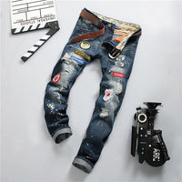 Splash ink straight slim jeans with artistic paint-splatter denim wash